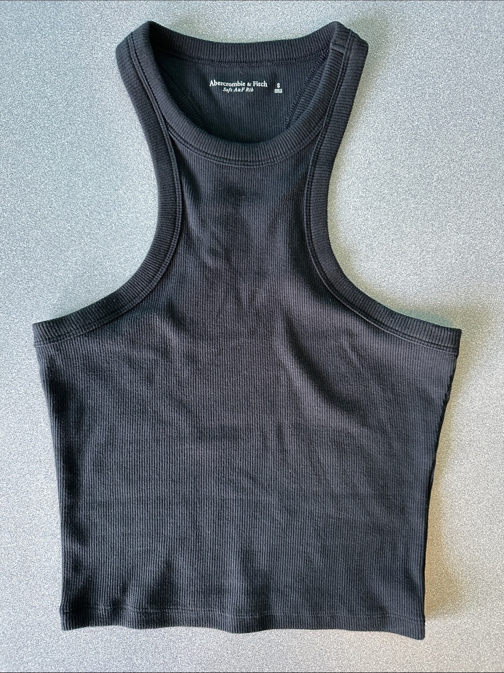 ABERCROMBIE & FITCH Black Ribbed Racerback Crop Tank | Size Small